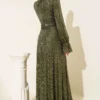 Belted Sequin Detail Evening Dress Khaki wholesale dress view 3 - Hicabistan Turkey factory