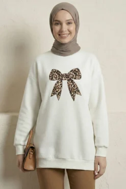 Ribbon Print Tunic Ecru