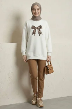 Vista alternativa di Ribbon Print Tunic Ecru