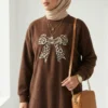 Ribbon Print Tunic Brown