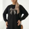Ribbon Print Tunic Black