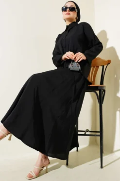 Skirt Set with Elastic Detail Black