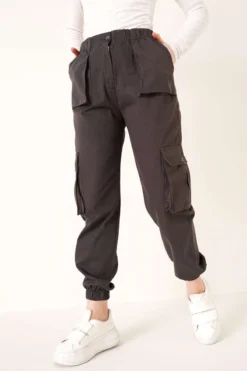 Alternative view of Elastic Cargo Pants Anthracite