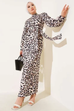 Leopard Print Waist-Tied Dress
