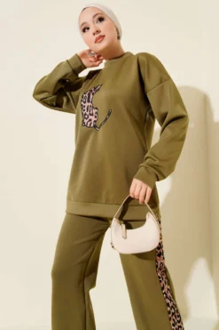 Alternative view of Leopard Striped Two-Piece Scuba Set