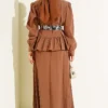 Leopard Scarf Modal Skirt Set al por mayor clothing set view 3 - Hicabistan fábrica Turquía