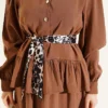 Leopard Scarf Modal Skirt Set al por mayor clothing set view 4 - Hicabistan fábrica Turquía