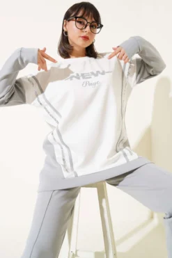 Alternative view of Printed Sequin Two-Piece Set Grey
