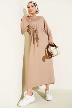 Loyşa Waist Tunnel Detail Dress en gros dress - Hicabistan usine Turquie
