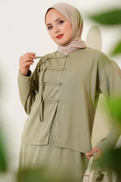 Loyşa Brit Buttoned Skirted Two-Piece Set wholesale clothing set view 2 - Hicabistan Turkey factory