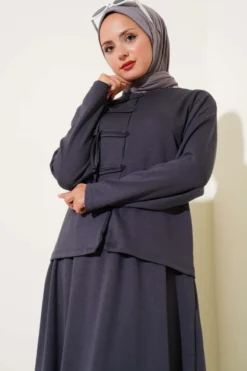 Loyşa Brit Buttoned Skirted Two-Piece Set wholesale clothing set view 2 - Hicabistan Turkey factory