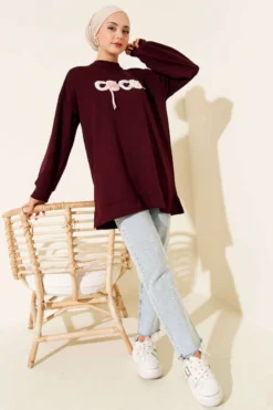 Vista alternativa de Loyşa Coco Letter Embellished Tunic Plum