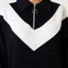 Zipped V Stripe Two-Piece Set Black wholesale clothing set view 4 - Hicabistan Turkey factory