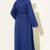 Dress with Arm Patch and Tie Belt Navy Blue wholesale dress view 3 - Hicabistan Turkey factory