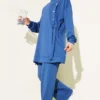 Loyşa Metal Button Detailed Two-Piece Set Indigo al por mayor clothing set - Hicabistan fábrica Turquía