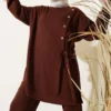 Loyşa Metal Button Detailed Two-Piece Set Brown en gros clothing set - Hicabistan usine Turquie