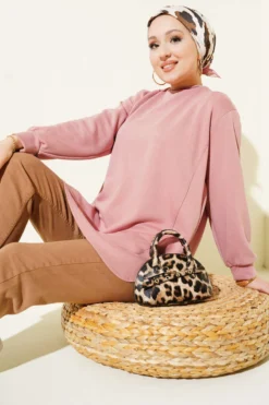 Loyşa Oval Cut Oversize Tunic Powder Pink