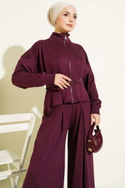Alternative view of Loysha Pants Detail Two-Piece Set Burgundy