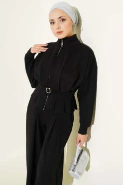 Alternative view of Loysha Pants Detail Two-Piece Set Black
