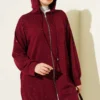 Loysha Glitter Detailed Hooded Two-Piece Set Burgundy al por mayor clothing set view 2 - Hicabistan fábrica Turquía