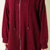 Loysha Glitter Detailed Hooded Two-Piece Set Burgundy al por mayor clothing set view 4 - Hicabistan fábrica Turquía