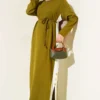 Loyşa Side Stripe Dress wholesale dress view 5 - Hicabistan Turkey factory