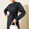 Loyşa Side Stripe Dress Großhandel dress view 2 - Hicabistan Türkei Fabrik