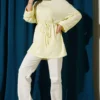Side-Slit Belted Tunic Yellow - Afbeelding 2