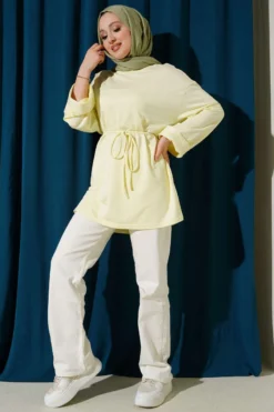 Vista alternativa de Side-Slit Belted Tunic Yellow