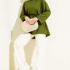 Side-Slit Belted Tunic Green - Afbeelding 2