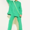 Loyşa Button-Side Cardigan Two-Piece Set Green