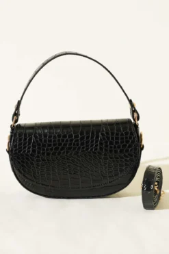 Alternative view of Magnetic Oval Handbag Black Croco
