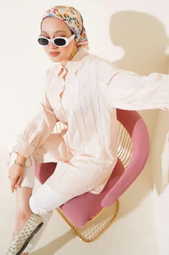 Cuff Tied Tunic Beige