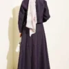 Denim Dress Set with Metal Buttoned Jacket Purple Großhandel clothing set view 3 - Hicabistan Türkei Fabrik