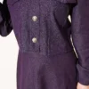 Denim Dress Set with Metal Buttoned Jacket Purple Großhandel clothing set view 4 - Hicabistan Türkei Fabrik