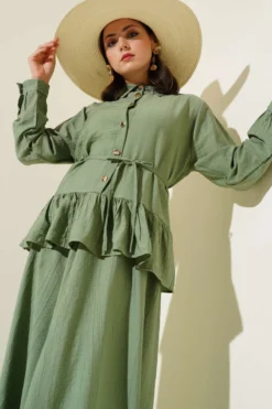 Alternative view of Metal Button Ruffled Skirt Two-Piece Set