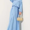 Metal Button Dress Set Baby Blue wholesale clothing set - Hicabistan Turkey factory