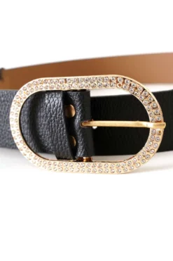 Alternative view of Mini Diamond Buckle Belt Black