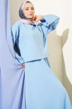 Alternative view of Mini Stone-Embellished Blouse and Skirt Set Baby Blue