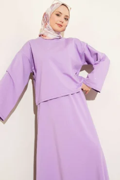 Alternative view of Mini Stone-Embellished Blouse and Skirt Set Lilac