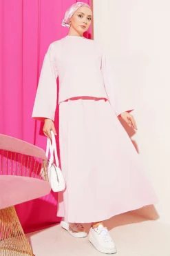 Alternative view of Mini Stone-Embellished Blouse and Skirt Set Pink