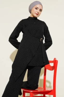 Alternative view of Mini Stone-Embellished Two-Piece Set Black