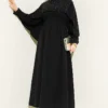 Mini Stone-Embellished Cape Dress Black Großhandel dress view 2 - Hicabistan Türkei Fabrik