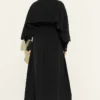 Mini Stone-Embellished Cape Dress Black Großhandel dress view 3 - Hicabistan Türkei Fabrik