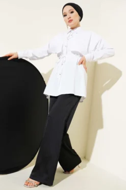 Alternative view of Mini Stone-Embellished Cape Tunic White