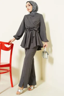 Alternative view of Cross Front Belted Two-Piece Set