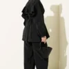 Cross-Front Metallic Button Set Black al por mayor clothing set view 3 - Hicabistan fábrica Turquía