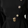 Cross-Front Metallic Button Set Black al por mayor clothing set view 4 - Hicabistan fábrica Turquía