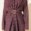 Dress with Ruffled Detail and Polka Dots Brown en gros dress view 4 - Hicabistan usine Turquie