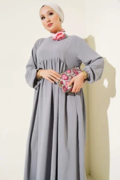 Alternative Ansicht von Gathered Front Elastic Cuff Dress Grey
